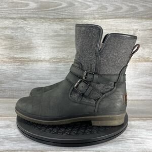 UGG Women's Simmens Black Leather Waterproof Ankle Boots Size 9.5